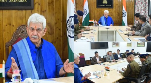 'JKUT LG Manoj Sinha held a review meeting in Srinagar today on security situation in Kashmir Division'